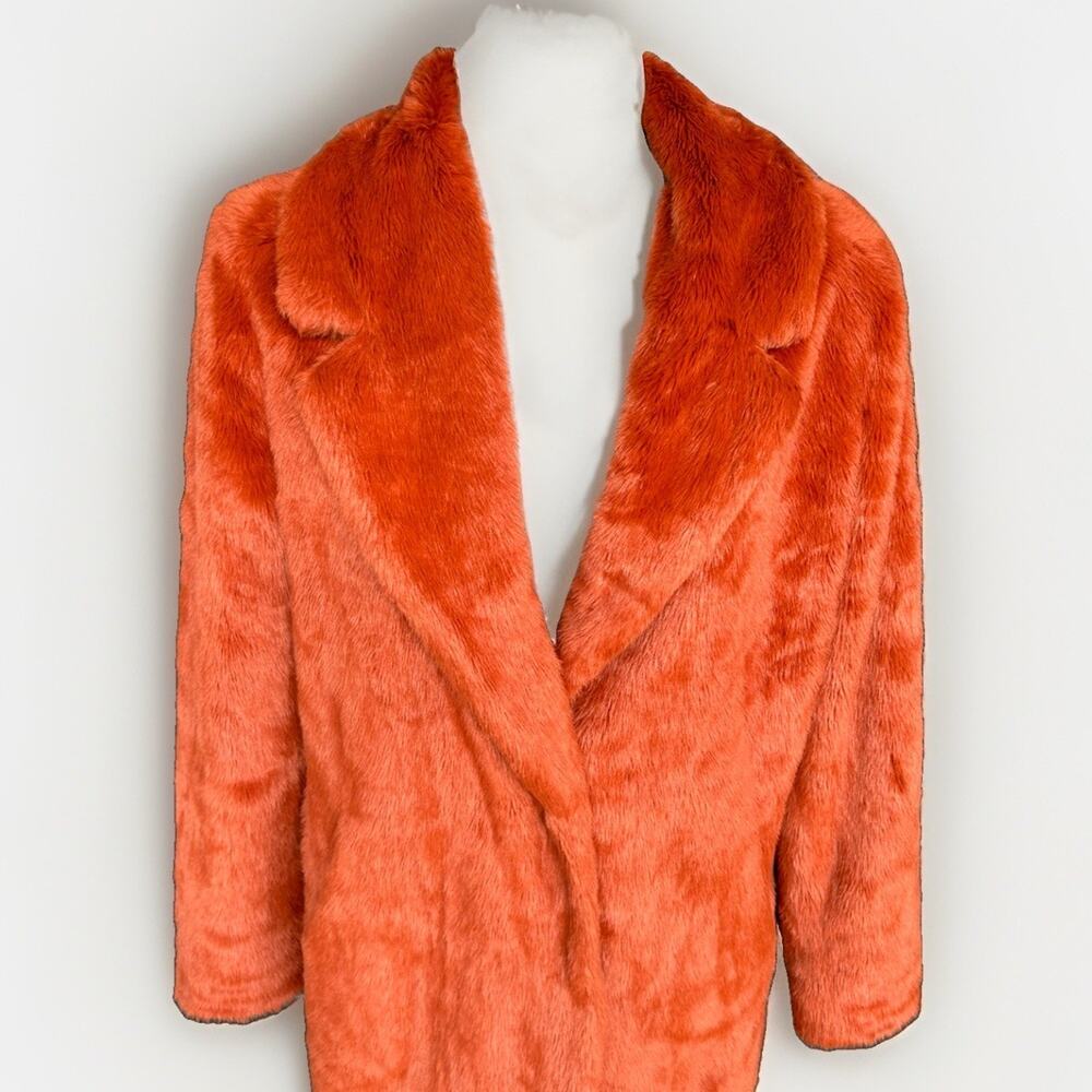 Sebby Collection Faux Fur Coat Jacket Women's Sz S Burnt Orange Fall Cozy Plush - Picture 5 of 12